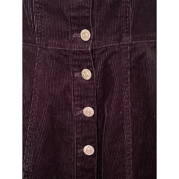 Black Corduroy Mini Dress With Button-Front Small A Love Tree Acedemia - Picture 2 of 9